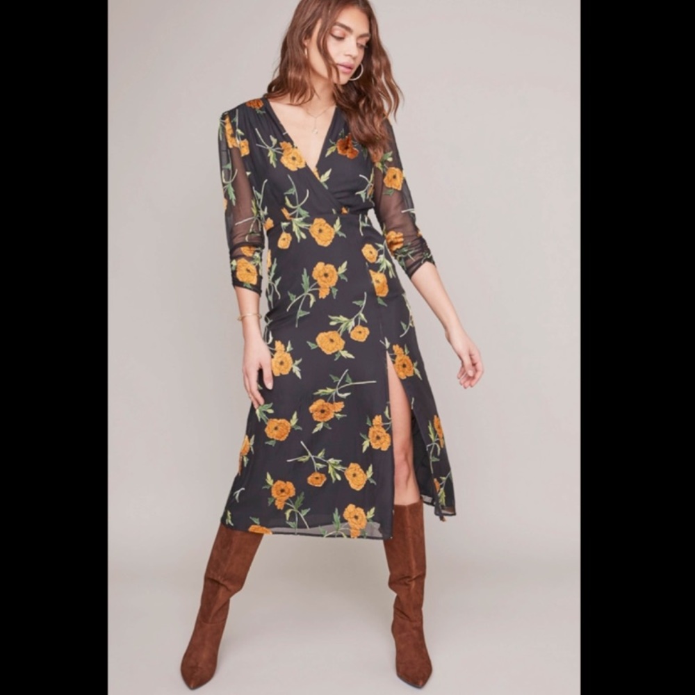ASTR The Label Joni Floral Midi Dress | Orange Blossom Floral Print | Size M